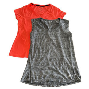 Lot 2 MARIKA TEK Spor Top Tank Gym Yoga Gray & Orange Women’s Size M
